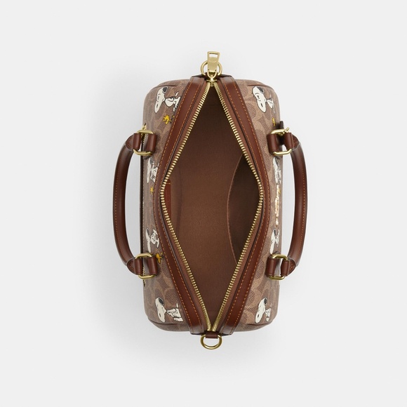 Coach X Peanuts Rowan Satchel Bag In Signature Canvas With Snoopy Print - Picture 4 of 6